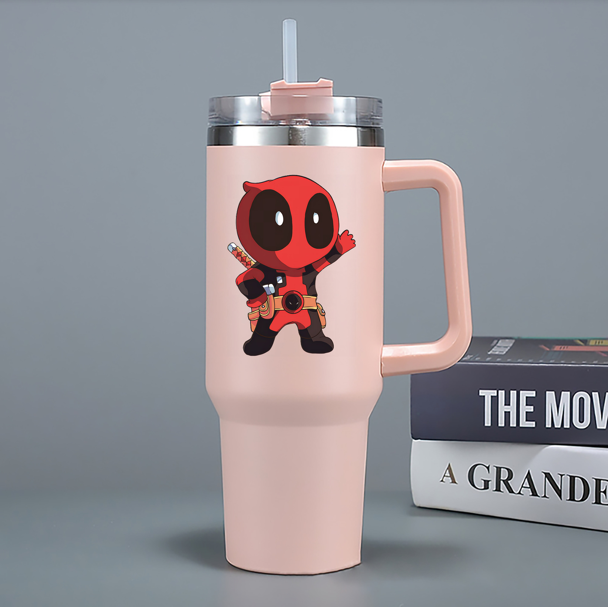 （画像用） Deadpool デッドプール 1200mL車用タンブラー - クリスタルステッカー（プラスチックストロー付き）